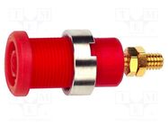 Connector: 4mm banana; socket; 36A; 1kV; red; gold-plated; on panel POMONA