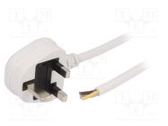 Cable; 3x1mm2; BS 1363 (G) plug,wires; PVC; 1.8m; white; 13A LIAN DUNG