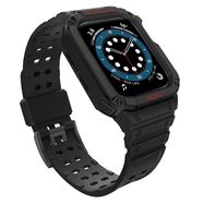 Protect Strap Band Band with Case for Apple Watch 7 / SE (41/40 / 38mm) Case Armored Watch Cover Black, Hurtel