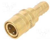 Quick connection coupling; straight; max.15bar; brass; Seal: FPM PNEUMAT