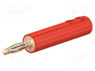 Connector: 2mm banana; adapter; 10A; 30VAC; 60VDC; red; gold-plated STÄUBLI