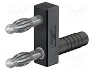 Connector: 4mm banana; stackable safety shunt; 32A; black; 43mm STÄUBLI