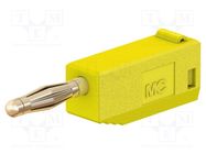 Connector: 2mm banana; plug; 10A; 30VAC; 60VDC; yellow; gold-plated STÄUBLI