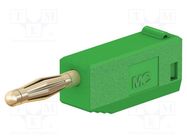 Connector: 2mm banana; plug; 10A; 30VAC; 60VDC; green; gold-plated STÄUBLI