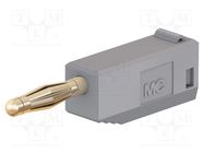 Connector: 2mm banana; plug; 10A; 30VAC; 60VDC; grey; gold-plated STÄUBLI