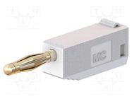 Connector: 2mm banana; plug; 10A; 30VAC; 60VDC; white; gold-plated STÄUBLI