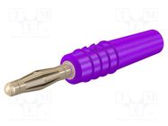 Connector: 2mm banana; plug; 10A; 30VAC; 60VDC; violet; gold-plated STÄUBLI