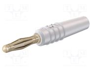 Connector: 2mm banana; plug; 10A; 30VAC; 60VDC; white; gold-plated STÄUBLI