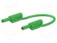 Test lead; 10A; banana plug 2mm,both sides; Urated: 600V; green STÄUBLI