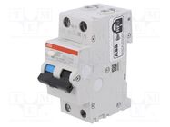 RCBO breaker; Inom: 10A; Ires: 30mA; Poles: 1+N; 230VAC; IP20; DS200 ABB