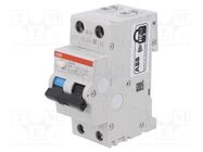 RCBO breaker; Inom: 16A; Ires: 30mA; Poles: 1+N; 230VAC; IP20; DS200 ABB