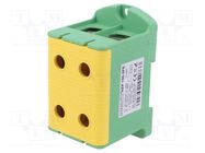 Splice terminal: rail; 150mm2; ways: 1; terminals: 4; yellow-green 