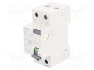 RCD breaker; Inom: 25A; Ires: 30mA; Poles: 1+N; 230/400VAC; IP20 SIEMENS