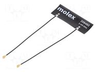 Antenna; Bluetooth,WiFi,ZigBee; 2.9dBi,3.4dBi,5dBi,5.9dBi; U.FL MOLEX