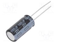 Capacitor: electrolytic; THT; 1000uF; 25VDC; Ø10x20mm; Pitch: 5mm PANASONIC