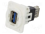 Coupler; USB A socket,both sides; FT; USB 3.0; plastic; 19x24mm CLIFF