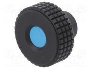 Knob; Ø: 50mm; H: 33mm; technopolymer PP; Ømount.hole: 8mm; Cap: blue ELESA+GANTER