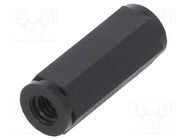 Screwed spacer sleeve; hexagonal; polyamide; M3; L: 16mm; black DREMEC