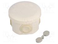 Enclosure: junction box; Ø: 80mm; Z: 51mm; polypropylene PP; white OBO BETTERMANN