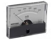 Ammeter; on panel; I DC: 0÷500mA; Class: 2.5; 60x47mm VELLEMAN