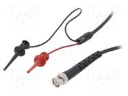 Test lead; 5A; BNC plug,aligator clip x2; Urated: 300V; black-red 