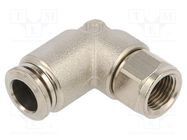 Push-in fitting; angled; -0.99÷20bar; nickel plated brass AIGNEP