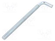 Hook; straight; steel; zinc; Thread len: 155mm; Overall len: 185mm DROMET