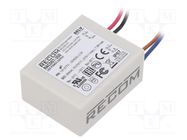 Power supply: switching; LED; 7W; 10÷20VDC; 350mA; 90÷295VAC; IP67 RECOM