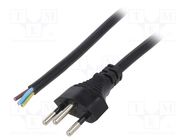 Cable; 3x1mm2; wires,SEV-1011 (J) plug; PVC; 3m; black; 10A; 250V 