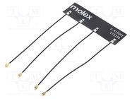 Antenna; Bluetooth,WiFi,ZigBee; linear; 70x20mm; Len: 100mm; U.FL MOLEX