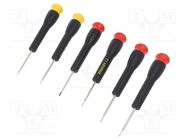 Kit: screwdrivers; precision; Phillips,slot; plastic box; 6pcs. STANLEY