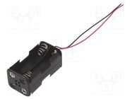 Holder; AA,R6; Batt.no: 4; cables; black; 150mm COMF