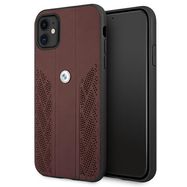 BMW Leather Curve Perforate Case for iPhone 11 / Xr - Red, BMW