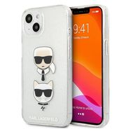 Karl Lagerfeld Glitter Karl&#39;s &amp; Choupette Head case for iPhone 13 mini - silver, Karl Lagerfeld