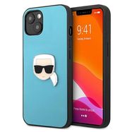 Karl Lagerfeld KLHCP13SPKMB iPhone 13 mini 5,4" niebieski/blue hardcase Leather Ikonik Karl`s Head Metal, Karl Lagerfeld