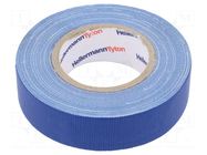 Tape: textile; W: 19mm; L: 10m; Thk: 0.31mm; blue; 64N/cm; 10%; cotton HELLERMANNTYTON