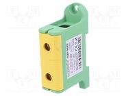 Splice terminal: rail; 95mm2; ways: 1; terminals: 2; yellow-green POKÓJ