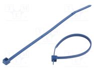 Cable tie; with metal; L: 100mm; W: 2.5mm; polyamide 66MP; 80N; blue 