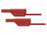 Test lead; 16A; banana plug 4mm,both sides; Urated: 1kV; red SCHÜTZINGER