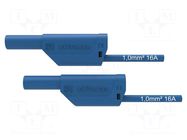 Test lead; 16A; banana plug 4mm,both sides; Urated: 1kV; blue SCHÜTZINGER