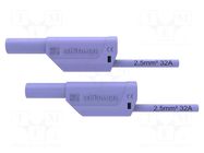 Test lead; 32A; banana plug 4mm,both sides; Urated: 1kV; violet SCHÜTZINGER