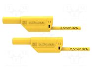 Test lead; 32A; banana plug 4mm,both sides; Urated: 1kV; yellow SCHÜTZINGER