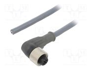 Connection lead; M12; PIN: 4; angled; 5m; plug; 250VAC; 2.2A; PUR ALPHA WIRE