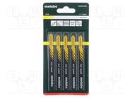 Hacksaw blade; wood,plastic; 74mm; 5teeth/inch; FAST WOOD; 5pcs. METABO