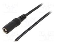 Cable; 2x0.5mm2; wires,DC 5,5/2,5 socket; straight; black; 1.5m MFG