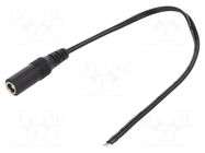 Cable; 2x0.5mm2; wires,DC 5,5/2,5 socket; straight; black; 0.25m MFG