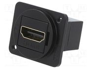 Coupler; HDMI socket,both sides; FT; gold-plated; 19x24mm; metal CLIFF