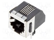 Connector: RJ12; socket; PIN: 6; Cat: 3; shielded,low profile; THT 