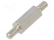 Screwed spacer sleeve; 12mm; Ext.thread: M3; hexagonal; brass DREMEC