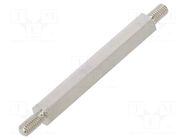 Screwed spacer sleeve; 35mm; Ext.thread: M3; hexagonal; brass DREMEC